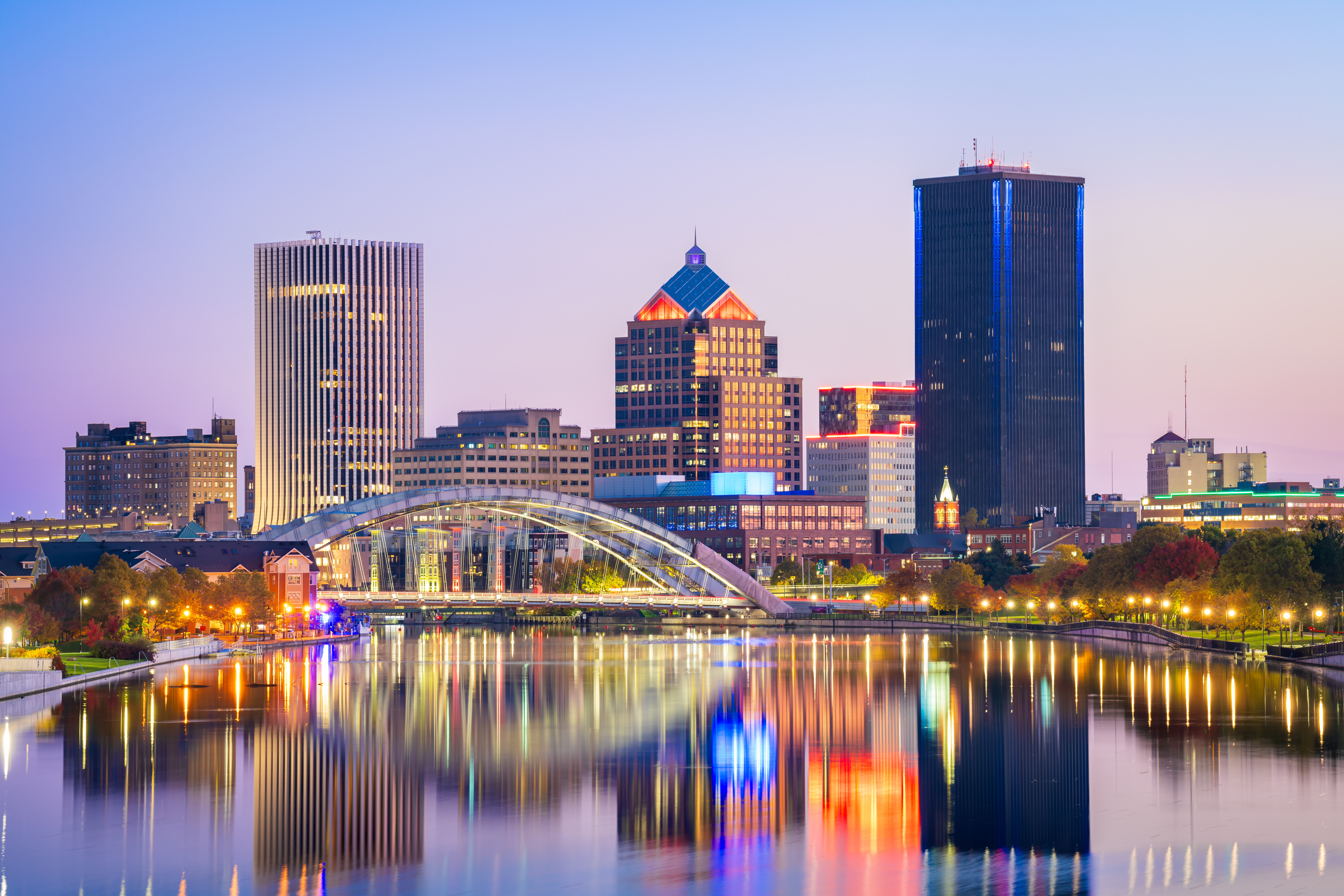 Rochester, New York, USA Cityscape on the Genesee River
