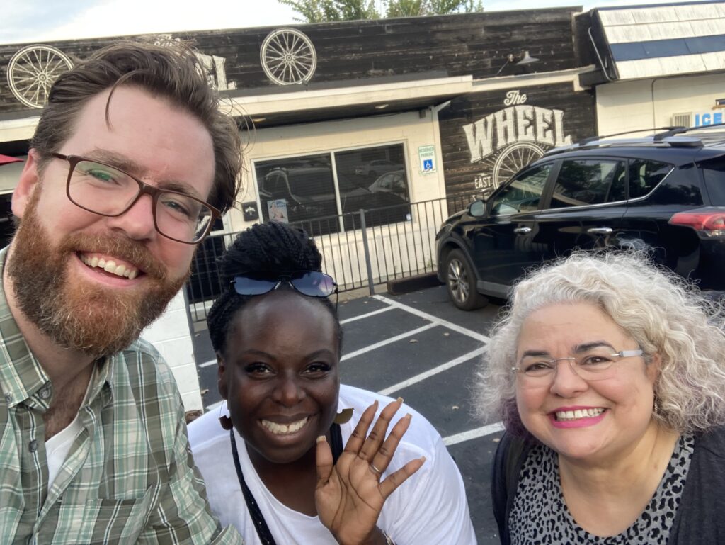 Hala Farid with members from the Austin Affordable Housing Coalition.