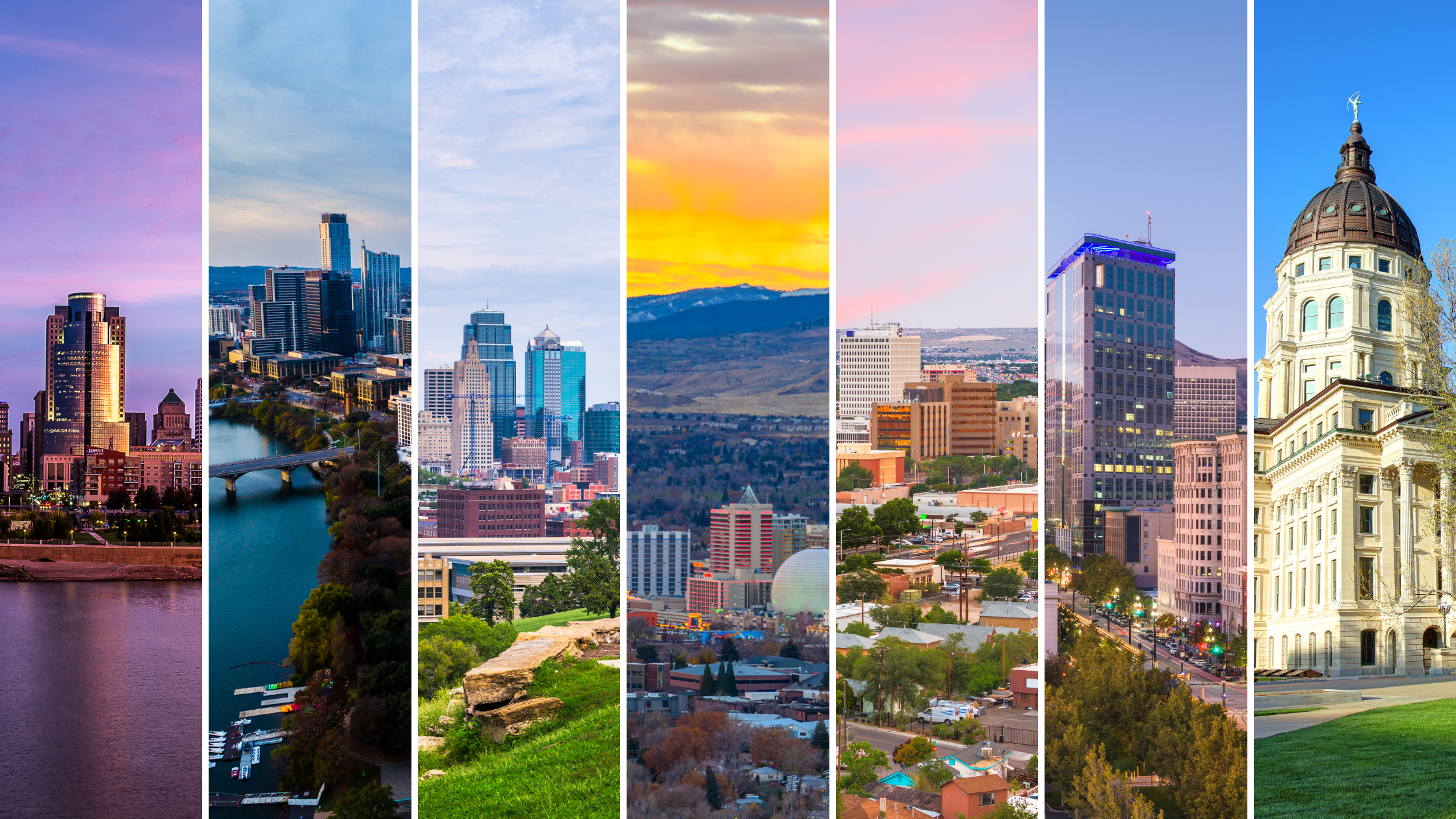 Cityscapes in Texas, Nevada, Utah, Kansas, Missouri, New Mexico, and Utah