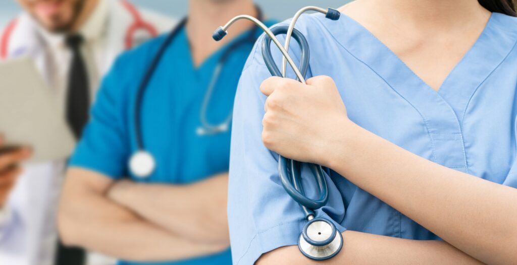 Healthcare people group. Professional doctor working in hospital office or clinic with other doctors, nurse and surgeon. Medical technology research institute and doctor staff service concept.